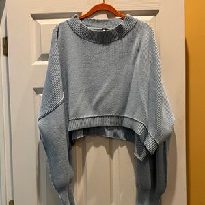 Free People Light Blue Cowl Neck Sweater size large